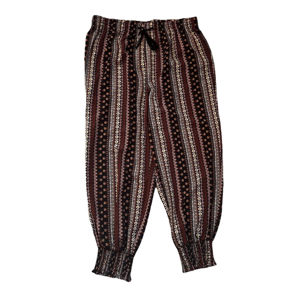 Shein Curve Multicolor Multi Pattern BOHO Elastic Waist & Cuff Ankle Pants 0XL